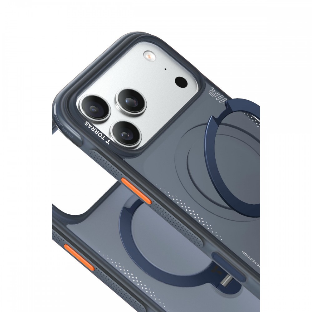 iPhone 17 Pro Max Torras O-Stand Spin Air kılıf Magsafe uyumlu 360 derece dönen stand ShockMat darbe koruması kamera denetimi düğmesi uyumlu lüks koruyucu kılıf