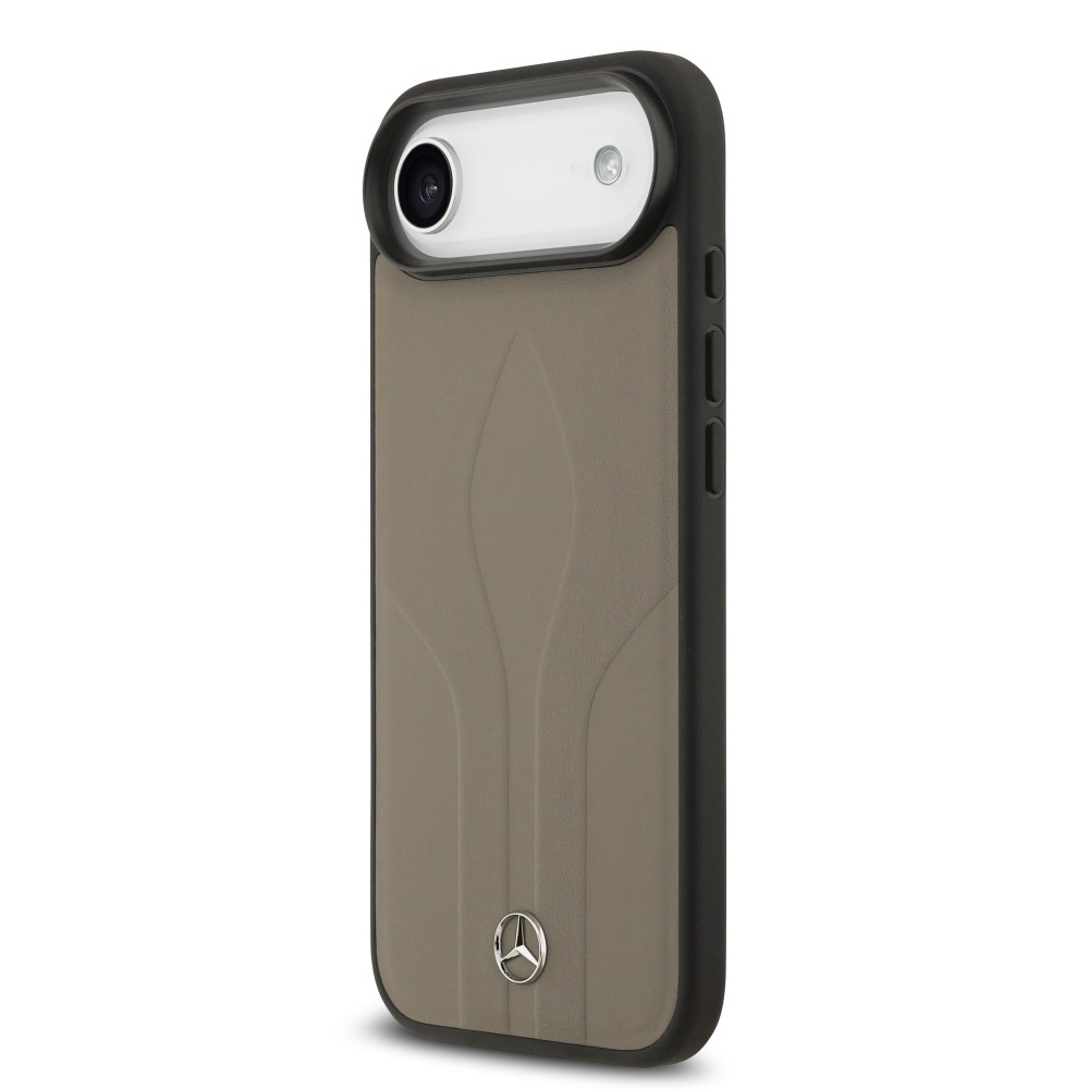 iPhone 17 Air Mercedes Benz orijinal lisanslı MagSafe uyumlu dokulu desenli deri yüzeyli logolu lüks telefon kılıfı