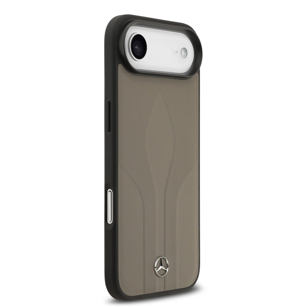 iPhone 17 Air Mercedes Benz orijinal lisanslı MagSafe uyumlu dokulu desenli deri yüzeyli logolu lüks telefon kılıfı