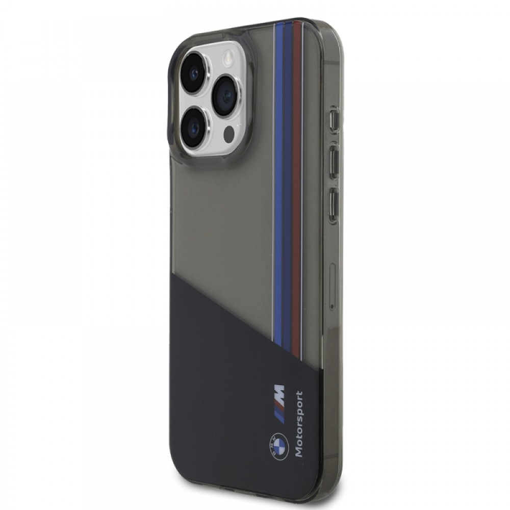 iPhone 15 Pro Max BMW orijinal lisanslı yarı transparan M dizayn çizgili ince zarif koruyucu telefon kılıfı