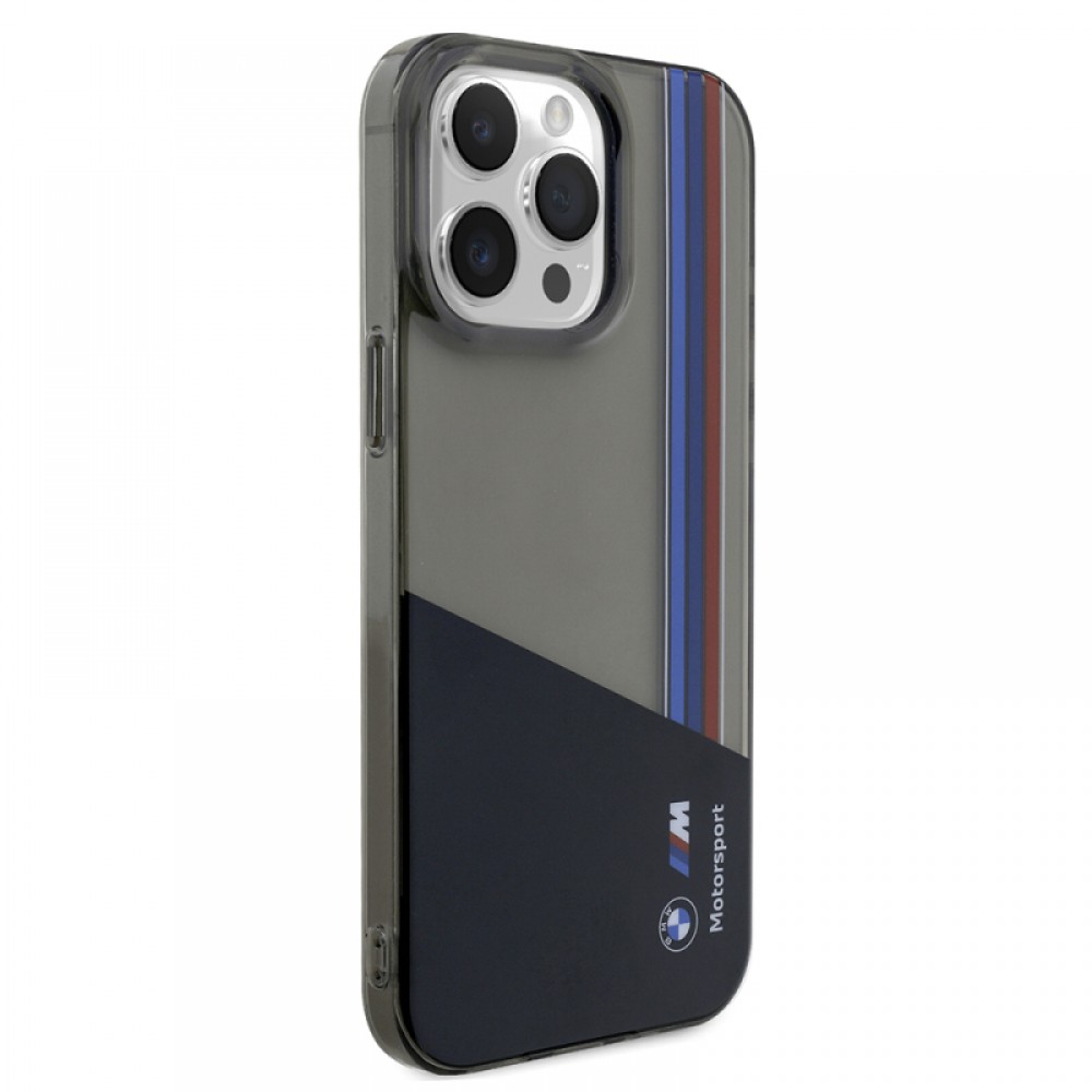 iPhone 15 Pro Max BMW orijinal lisanslı yarı transparan M dizayn çizgili ince zarif koruyucu telefon kılıfı