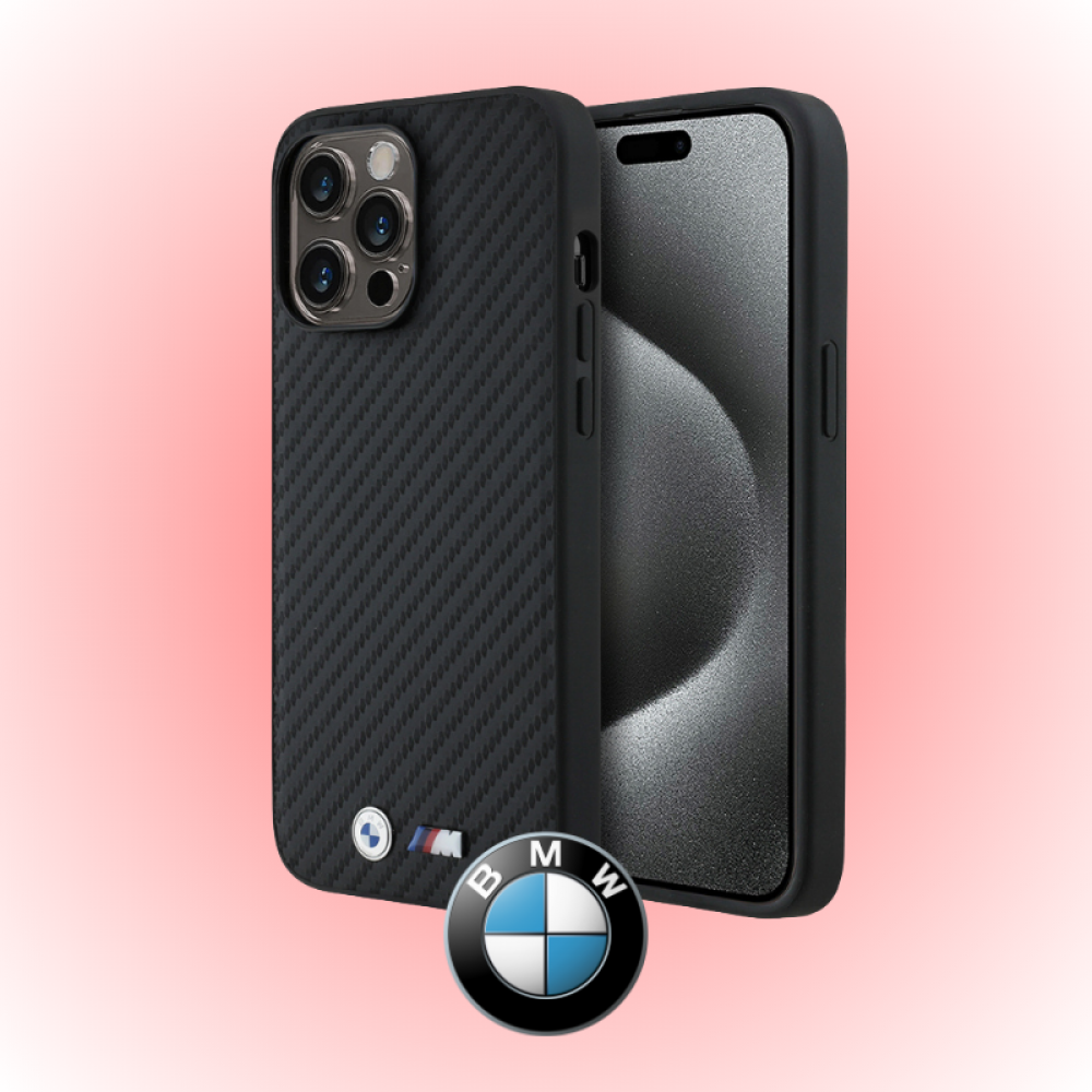 Apple iPhone 14 Pro Max Kılıf | BMW Orijinal Lisanslı | Karbon Fiber Metal Logolu Kapak | MobixMood