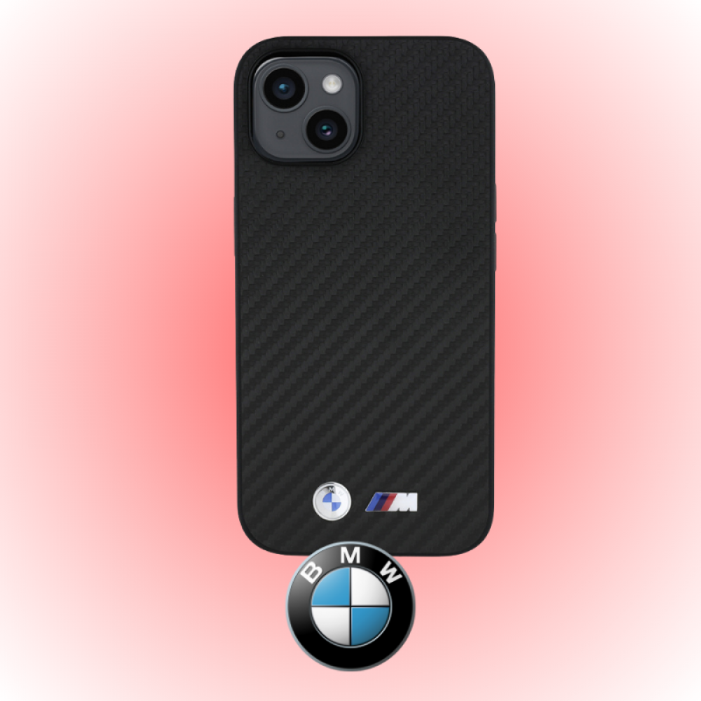 Apple iPhone 15 Kılıf | BMW Orijinal Lisanslı | Karbon Fiber Metal Logolu Kapak | MobixMood