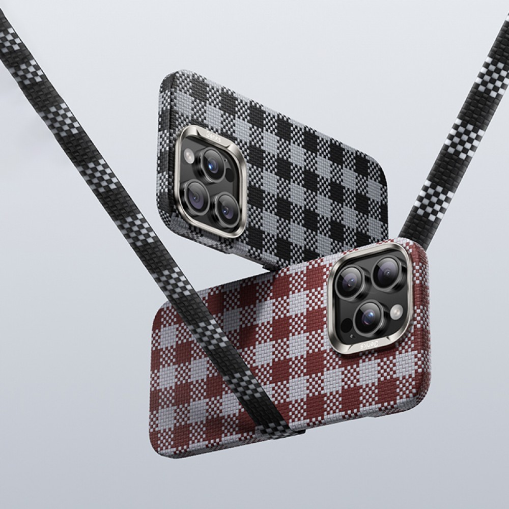 iPhone 15 Pro Benks ArmorVichy MagSafe uyumlu Kevlar fiber ekose desenli ultra hafif 17 gram lüks koruyucu kapak