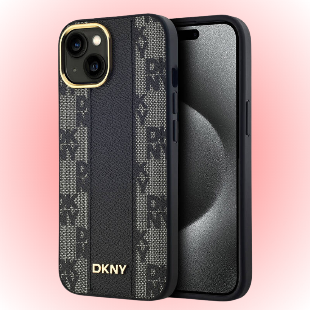 Apple iPhone 15 Plus Kılıf | DKNY Orijinal Lisanslı | MagSafe Checkered 3D Yazılı Kapak | MobixMood