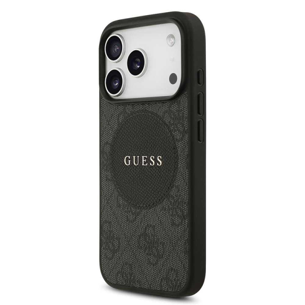iPhone 17 Pro Guess orijinal lisanslı MagSafe uyumlu yazı logolu Circle Classic tasarımlı telefon kılıfı