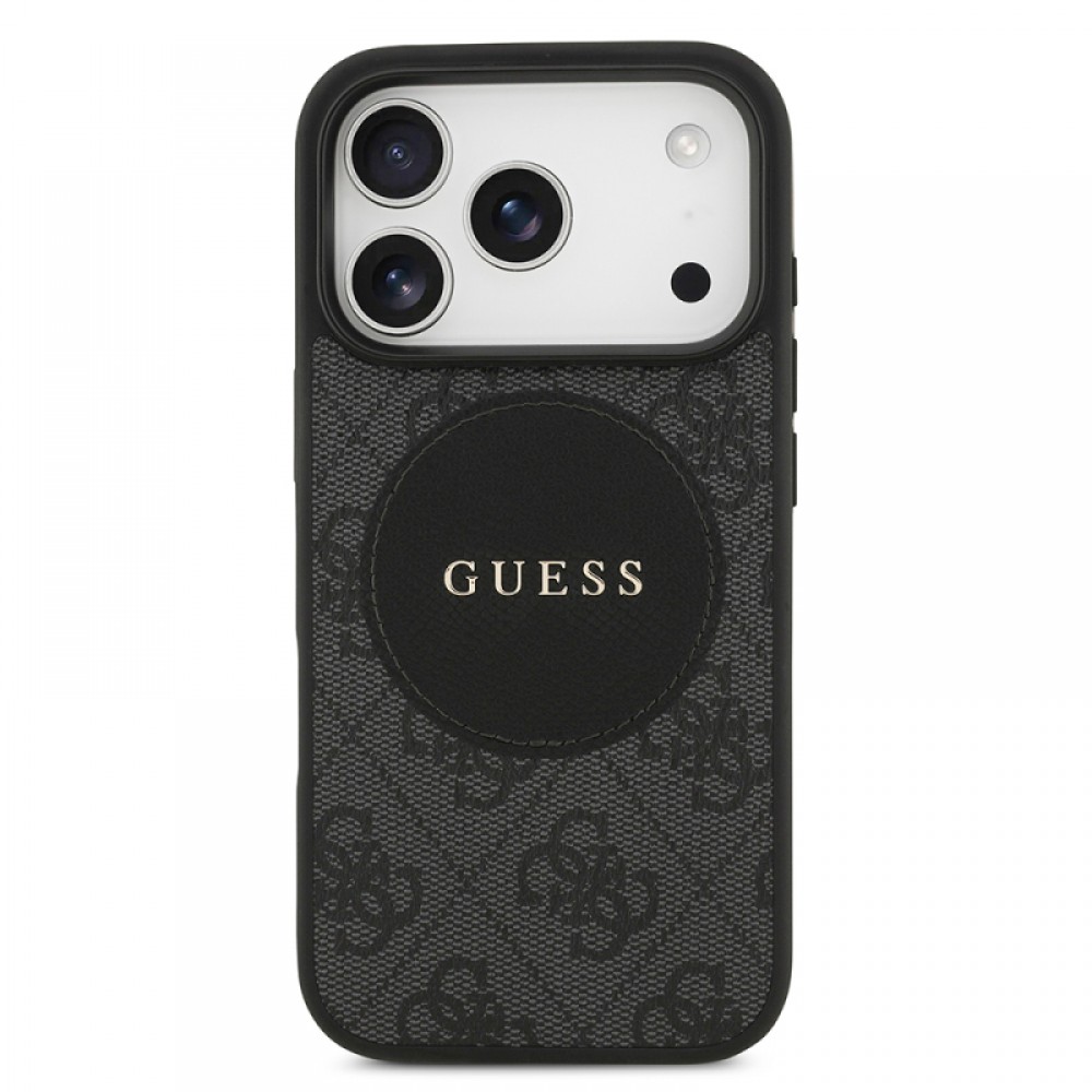 iPhone 17 Pro Guess orijinal lisanslı MagSafe uyumlu yazı logolu Circle Classic tasarımlı telefon kılıfı