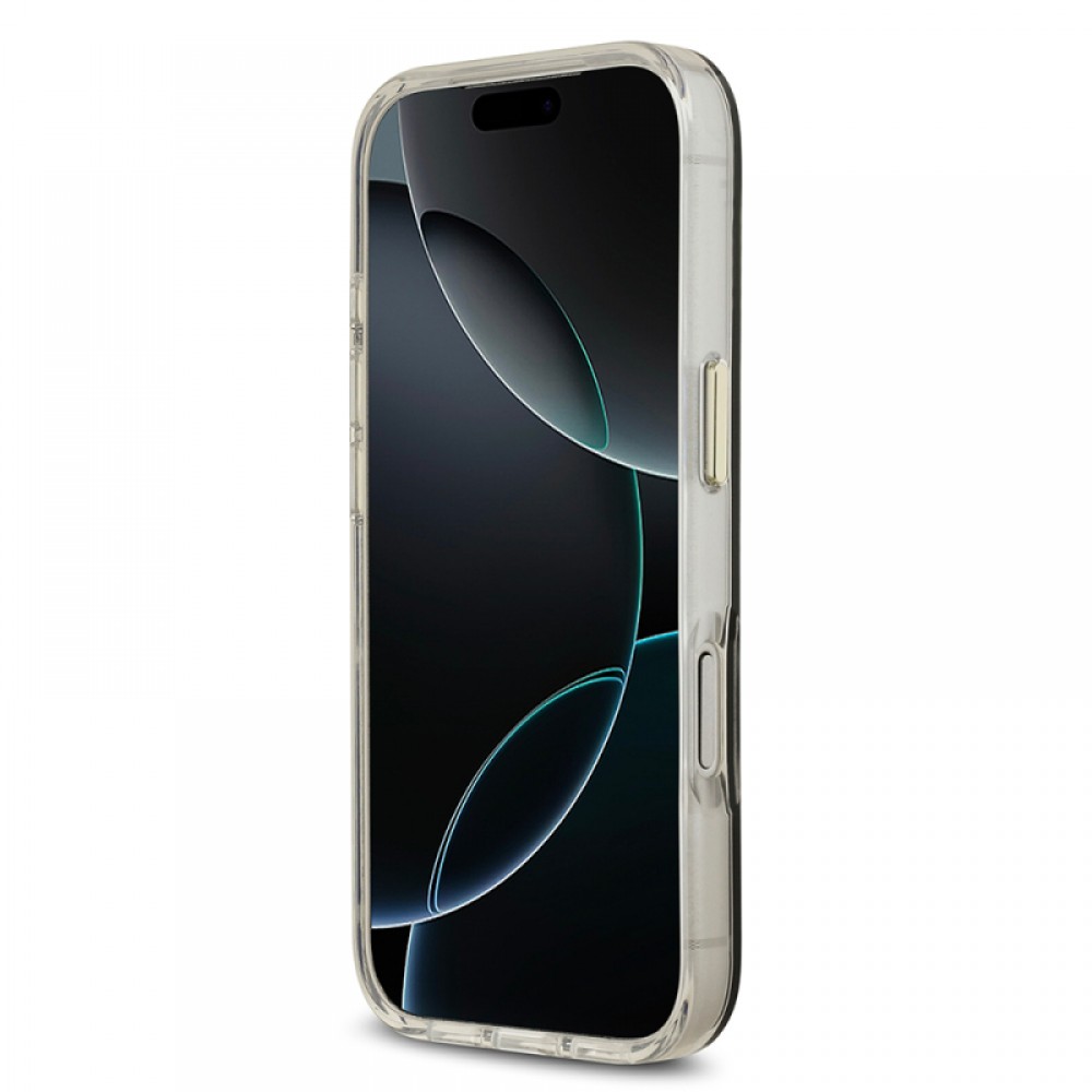 iPhone 17 Pro Guess orijinal lisanslı simli glitter aynalı yüzeyli metal kamera çerçeveli telefon kılıfı