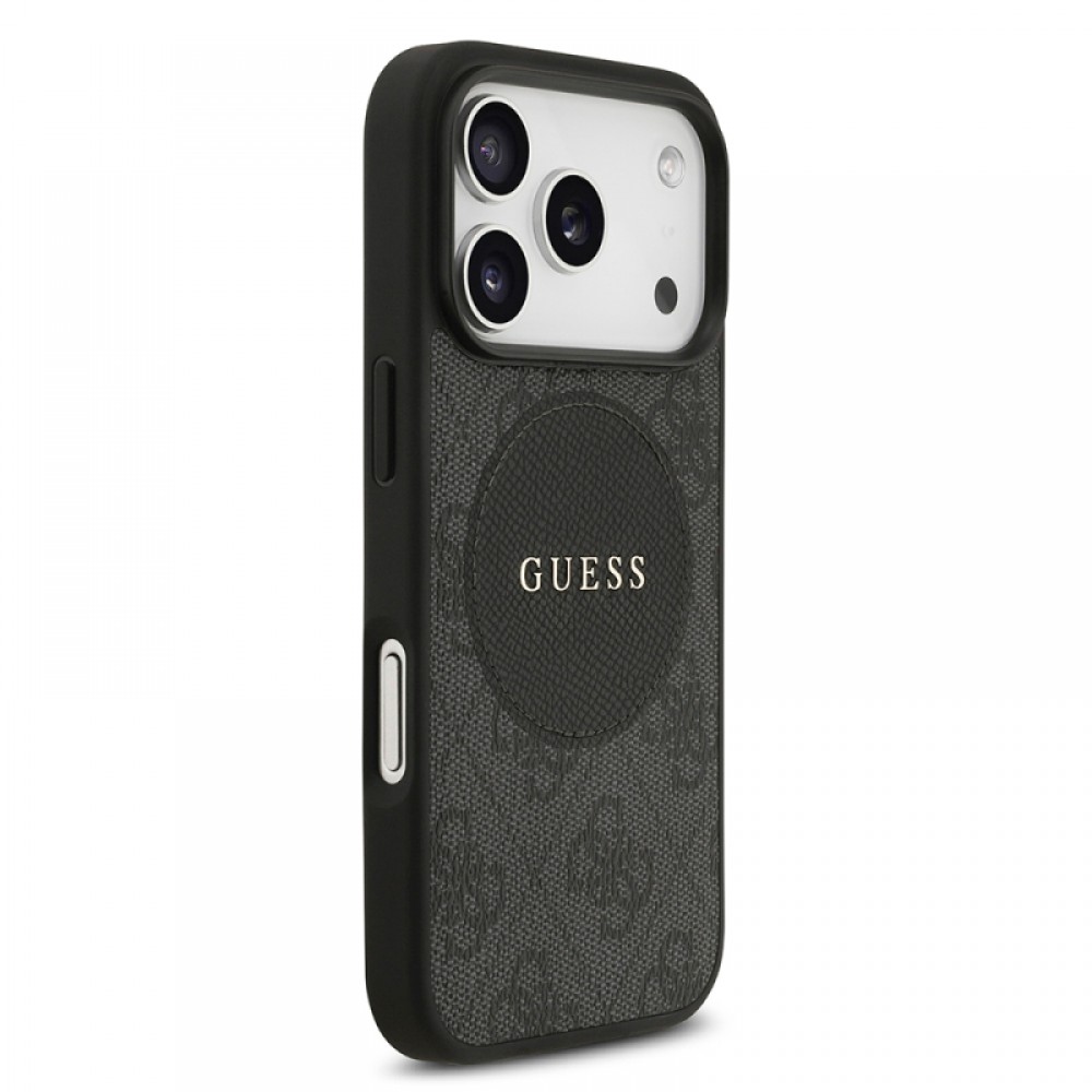 iPhone 17 Pro Guess orijinal lisanslı MagSafe uyumlu yazı logolu Circle Classic tasarımlı telefon kılıfı
