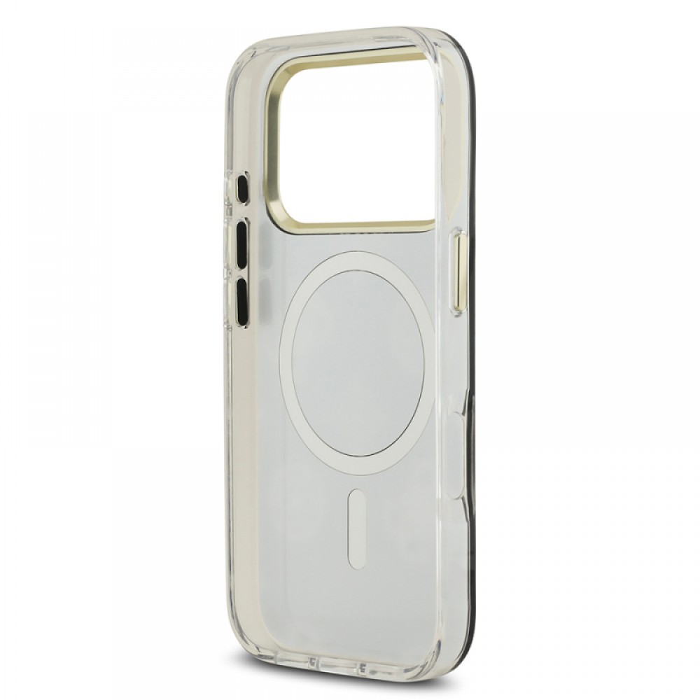 iPhone 17 Pro Guess orijinal lisanslı simli glitter aynalı yüzeyli metal kamera çerçeveli telefon kılıfı