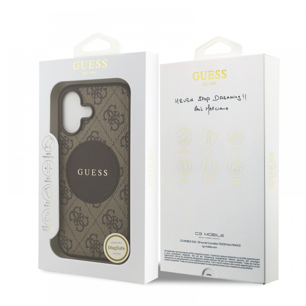 iPhone 17 Guess orijinal lisanslı MagSafe uyumlu dairesel yazı logolu (Circle Classic) klasik tasarımlı telefon kılıfı