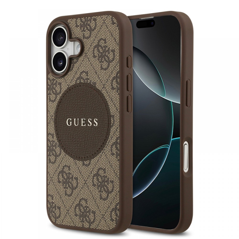 iPhone 17 Guess orijinal lisanslı MagSafe uyumlu dairesel yazı logolu (Circle Classic) klasik tasarımlı telefon kılıfı