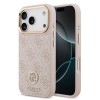 iPhone 17 Pro Guess orijinal lisanslı MagSafe uyumlu gold metal kamera çerçeveli taşlı 4G logolu lüks telefon kılıfı