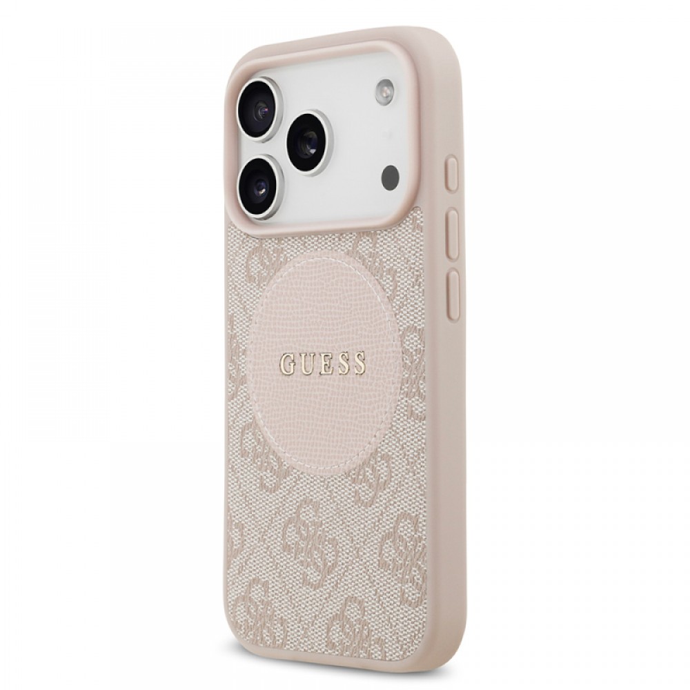 iPhone 17 Pro Guess orijinal lisanslı MagSafe uyumlu yazı logolu Circle Classic tasarımlı telefon kılıfı