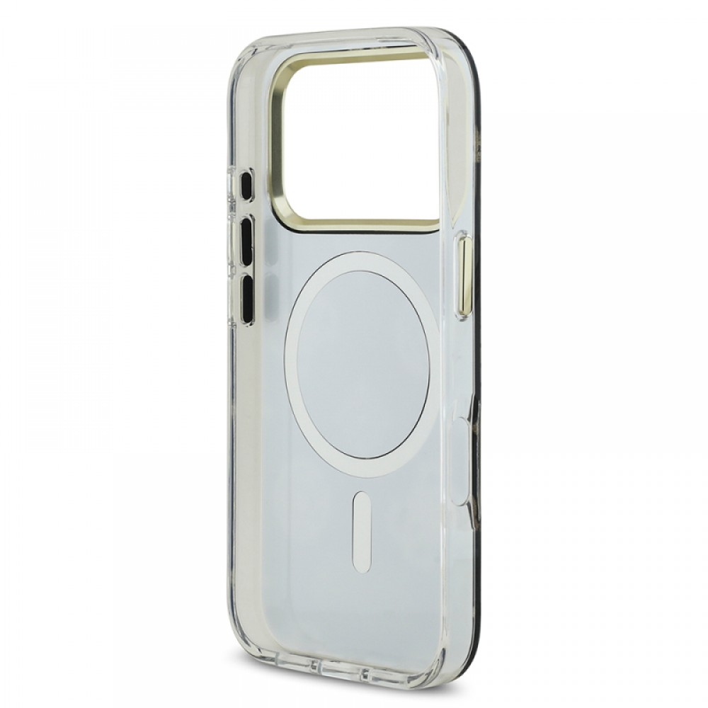 iPhone 17 Pro Guess orijinal lisanslı simli glitter aynalı yüzeyli metal kamera çerçeveli telefon kılıfı