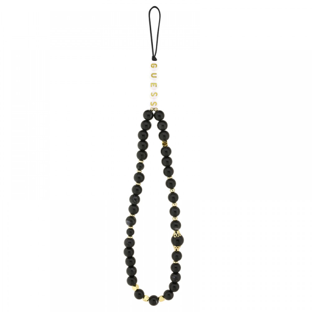 iPhone 16 Plus Guess orijinal lisanslı PU deri bilek askı ipli metal büyük 4G ve yazı logolu lüks telefon kılıfı