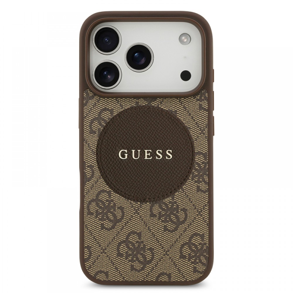 iPhone 17 Pro Guess orijinal lisanslı MagSafe uyumlu yazı logolu Circle Classic tasarımlı telefon kılıfı