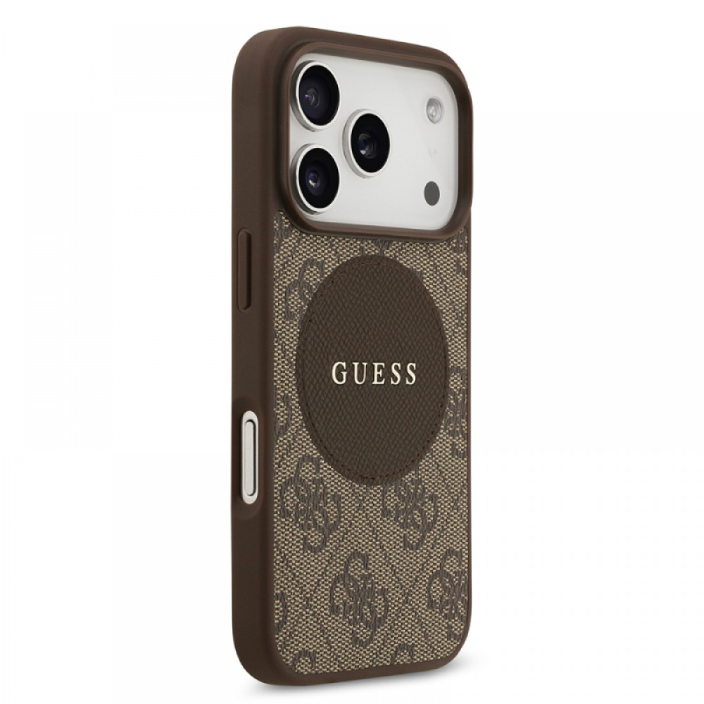 iPhone 17 Pro Guess orijinal lisanslı MagSafe uyumlu yazı logolu Circle Classic tasarımlı telefon kılıfı