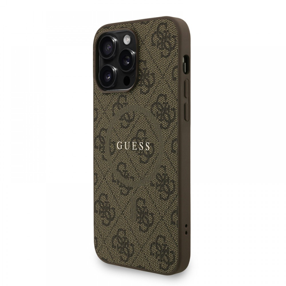 iPhone 14 Pro Max Guess orijinal lisanslı PU deri yazı logolu MagSafe uyumlu bilek askı ipli lüks koruyucu telefon kılıfı