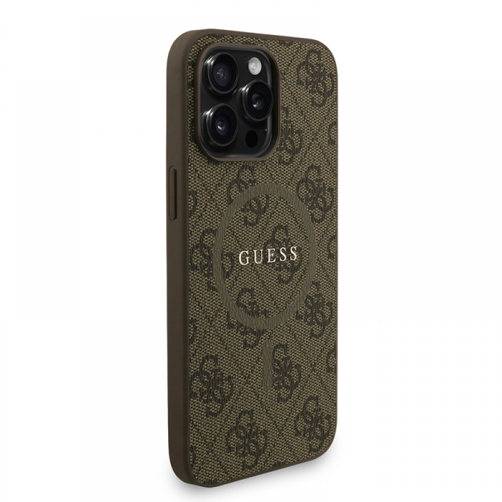 iPhone 14 Pro Max Guess orijinal lisanslı PU deri yazı logolu MagSafe uyumlu bilek askı ipli lüks koruyucu telefon kılıfı