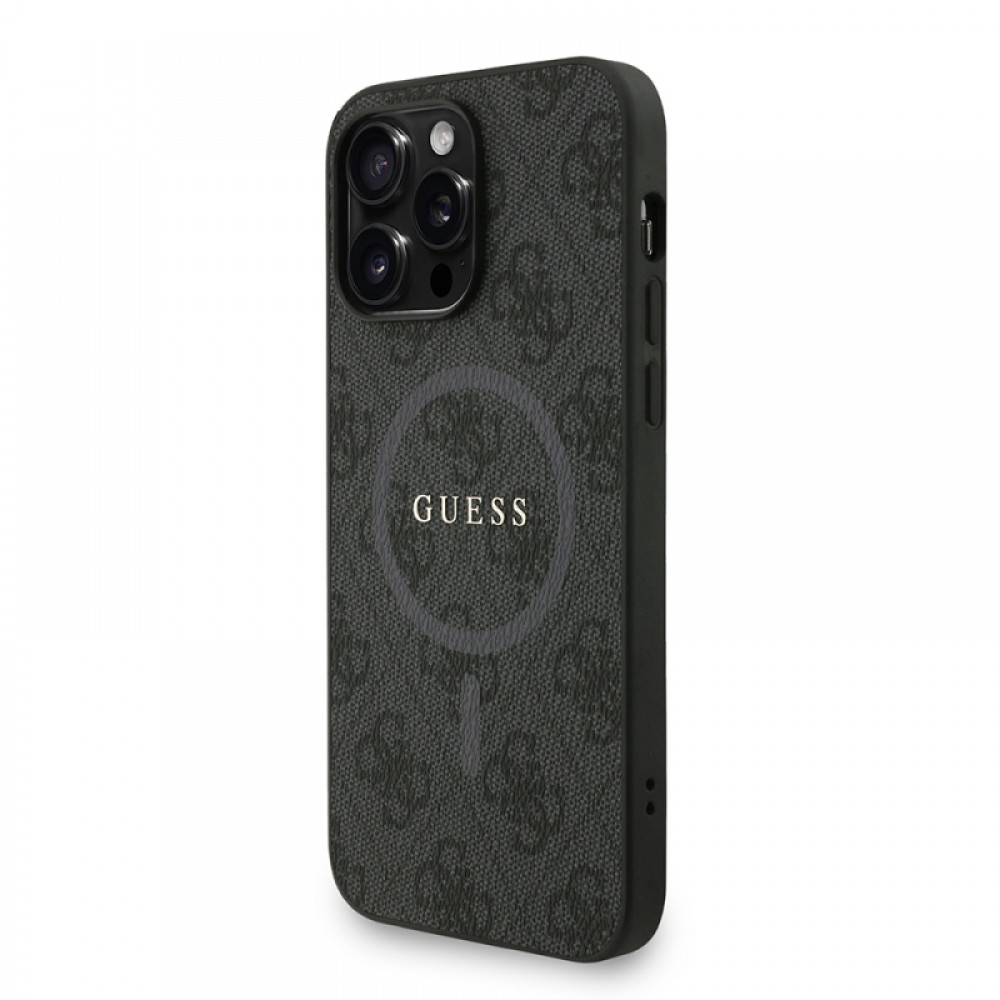 iPhone 14 Pro Max Guess orijinal lisanslı PU deri yazı logolu MagSafe uyumlu bilek askı ipli lüks koruyucu telefon kılıfı