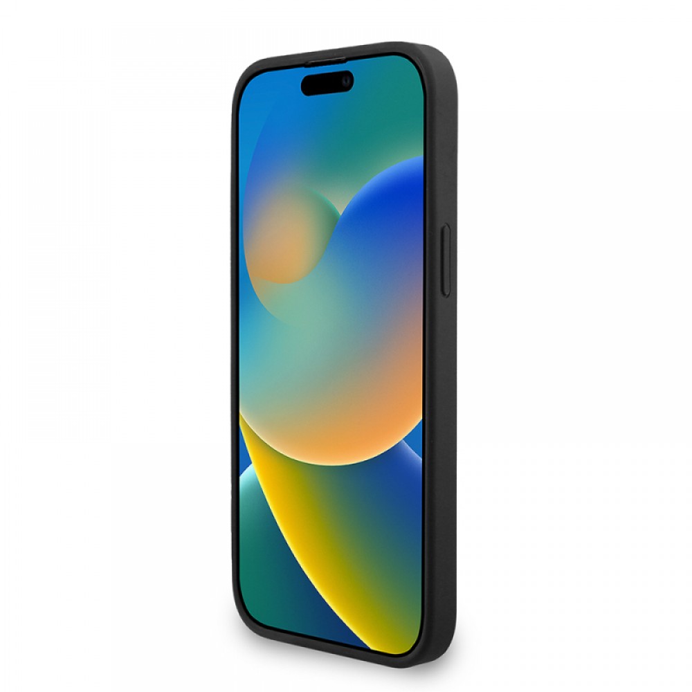 iPhone 14 Pro Max Guess orijinal lisanslı PU deri yazı logolu MagSafe uyumlu bilek askı ipli lüks koruyucu telefon kılıfı