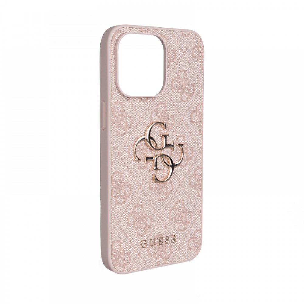 iPhone 14 Pro Max Guess orijinal lisanslı PU deri 4G desenli büyük metal logolu çapraz vücut askılı lüks telefon kılıfı