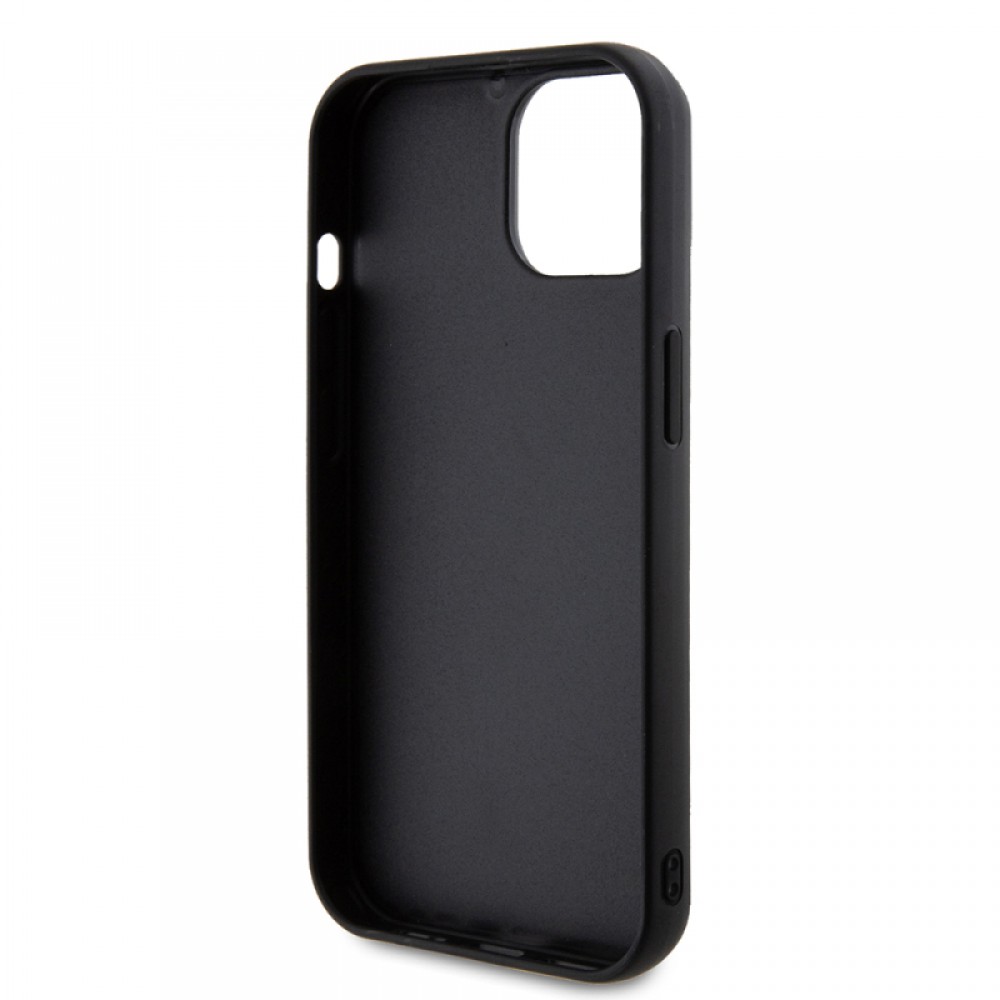 iPhone 15 Guess orijinal lisanslı PU deri kapitone desenli metal yazı logolu ince zarif koruyucu telefon kılıfı