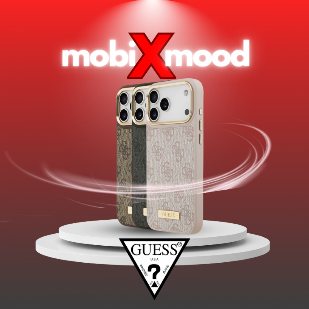 Apple iPhone 17 Pro Max Kılıf | Guess Orijinal Lisanslı | MagSafe 4G Desenli Metal Plakalı Kapak | MobixMood