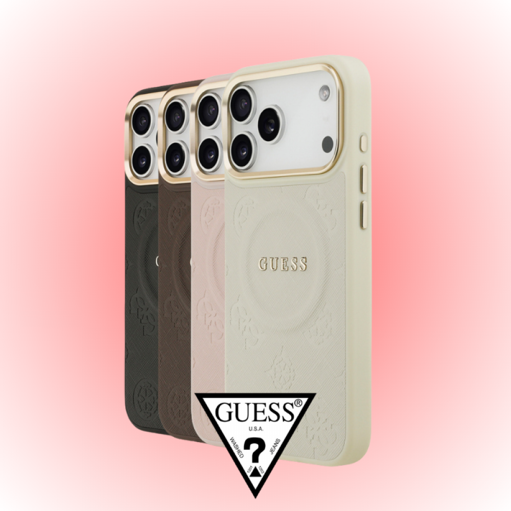 Apple iPhone 17 Pro Max Kılıf | Guess Orijinal Lisanslı | MagSafe Peony Desenli PU Deri Kapak | MobixMood