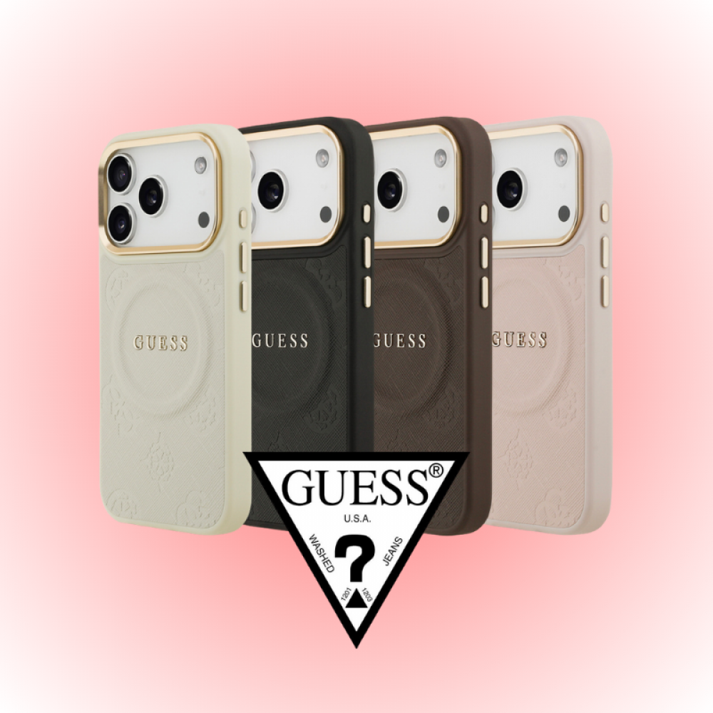 Apple iPhone 17 Pro Kılıf | Guess Orijinal Lisanslı | MagSafe Peony Desenli PU Deri Kapak | MobixMood