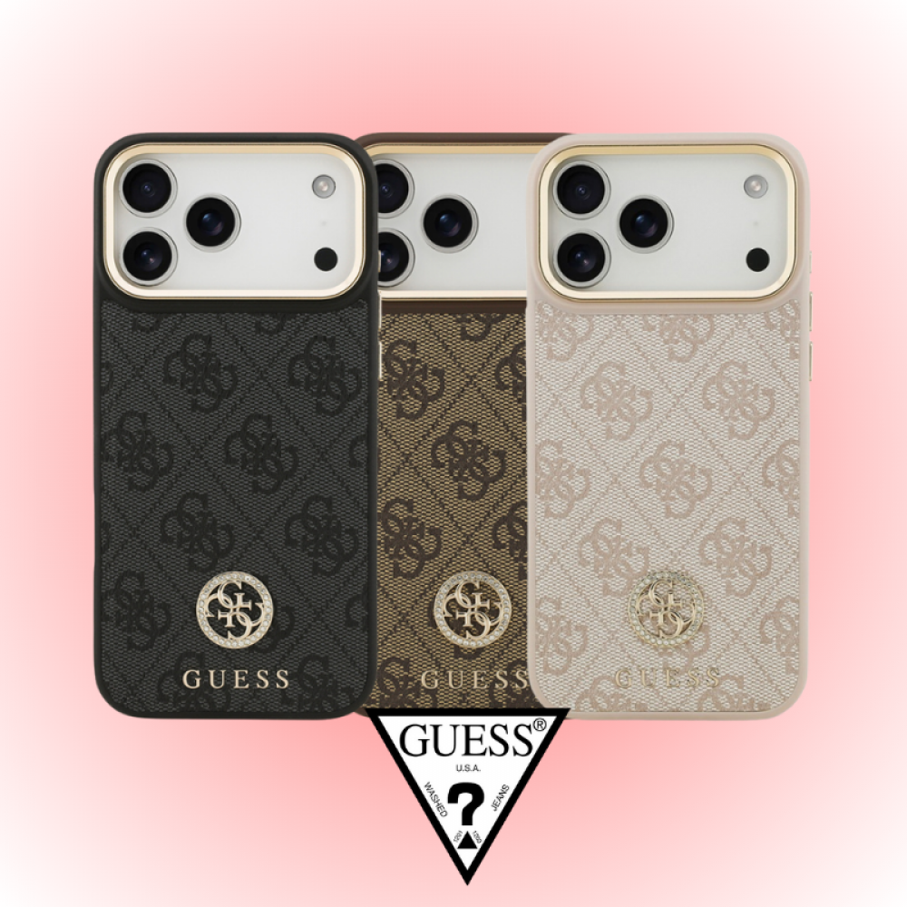 Apple iPhone 17 Pro Max Kılıf | Guess Orijinal Lisanslı | MagSafe Taşlı Gold Çerçeveli Kapak | MobixMood