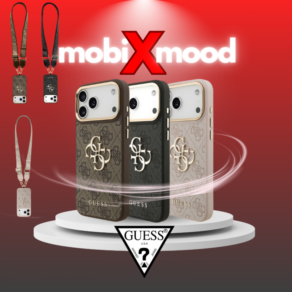 Apple iPhone 17 Pro Max Kılıf | Guess Orijinal Lisanslı | 4G Büyük Metal Logolu Kalın Askılı Kapak | MobixMood