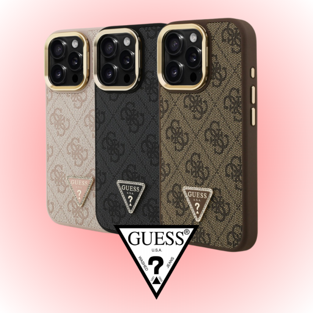 Apple iPhone 16 Pro Kılıf | Guess Orijinal Lisanslı | Taşlı 4G Desenli Kamera Standlı Kapak | MobixMood