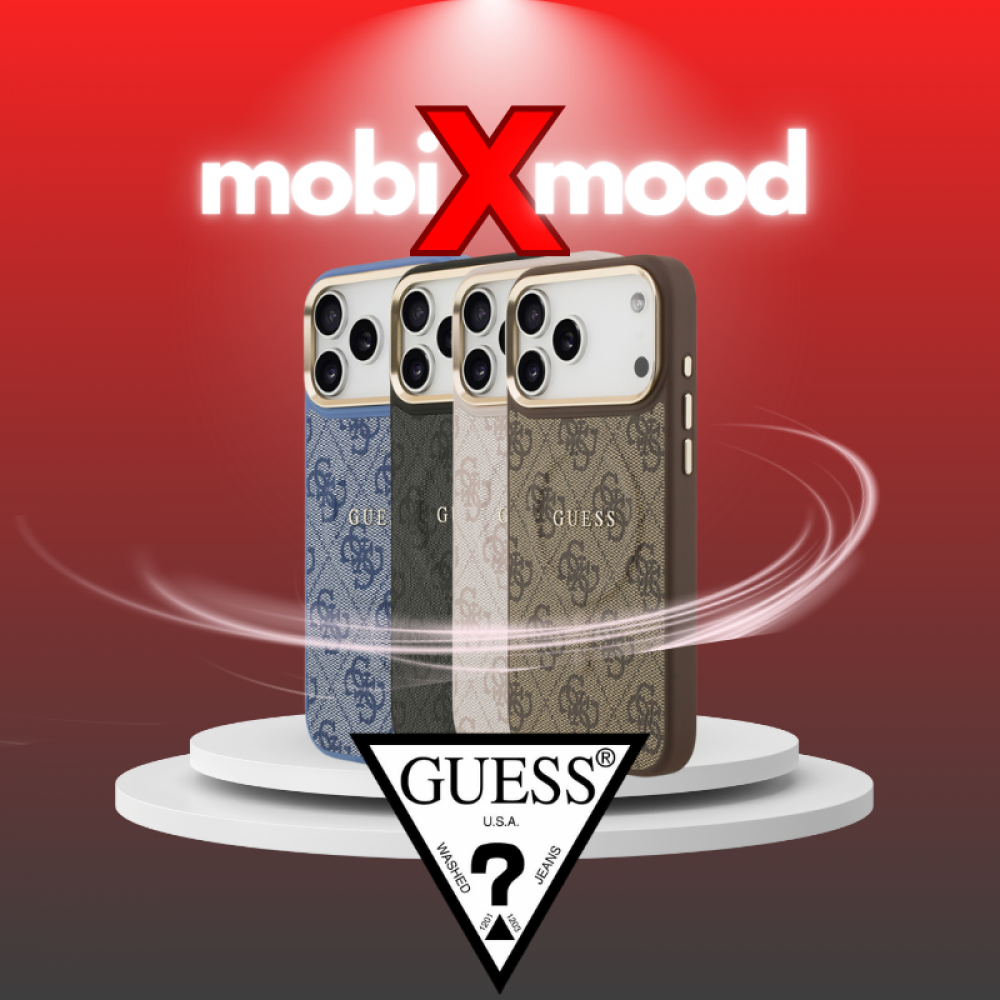 Apple iPhone 17 Pro Max Kılıf | Guess Orijinal Lisanslı | MagSafe Gold Çerçeveli 4G Deri Kapak | MobixMood