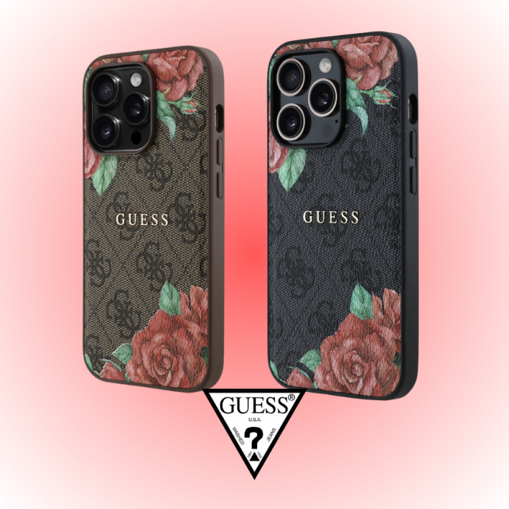 Apple iPhone 14 Pro Kılıf | Guess Orijinal Lisanslı | MagSafe Gül Baskılı 4G Desenli Kapak | MobixMood