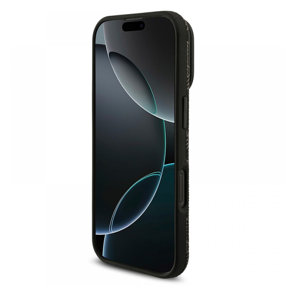 iPhone 16 Pro Max Lacoste orijinal lisanslı MagSafe uyumlu PU deri karışık monogram desenli entegre standlı telefon kılıfı