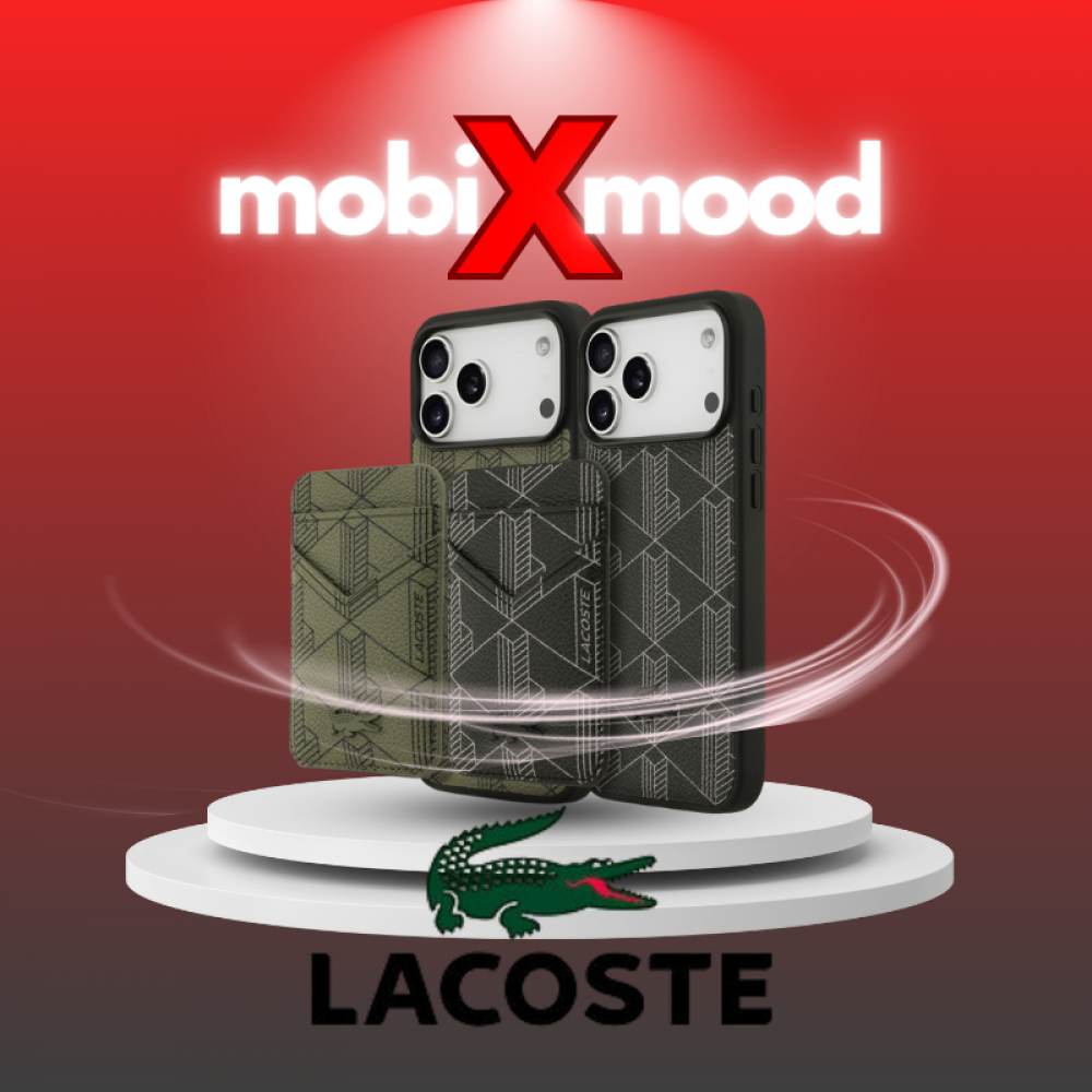 Apple iPhone 17 Pro Max Kılıf | Lacoste Orijinal Lisanslı | MagSafe Kartlıklı PU Deri Monogram Kapak | MobixMood