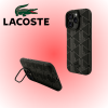 iPhone 16 Pro Max Lacoste orijinal lisanslı MagSafe uyumlu PU deri karışık monogram desenli entegre standlı telefon kılıfı