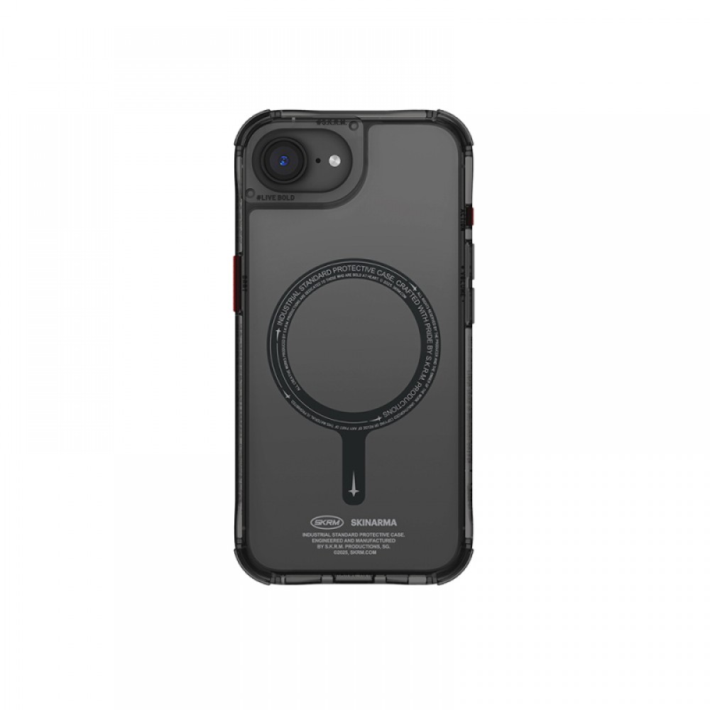 iPhone 16E Skinarma Saido MagSafe uyumlu şeffaf Airbag köşe korumalı TPU ve PC hibrid telefon kılıfı