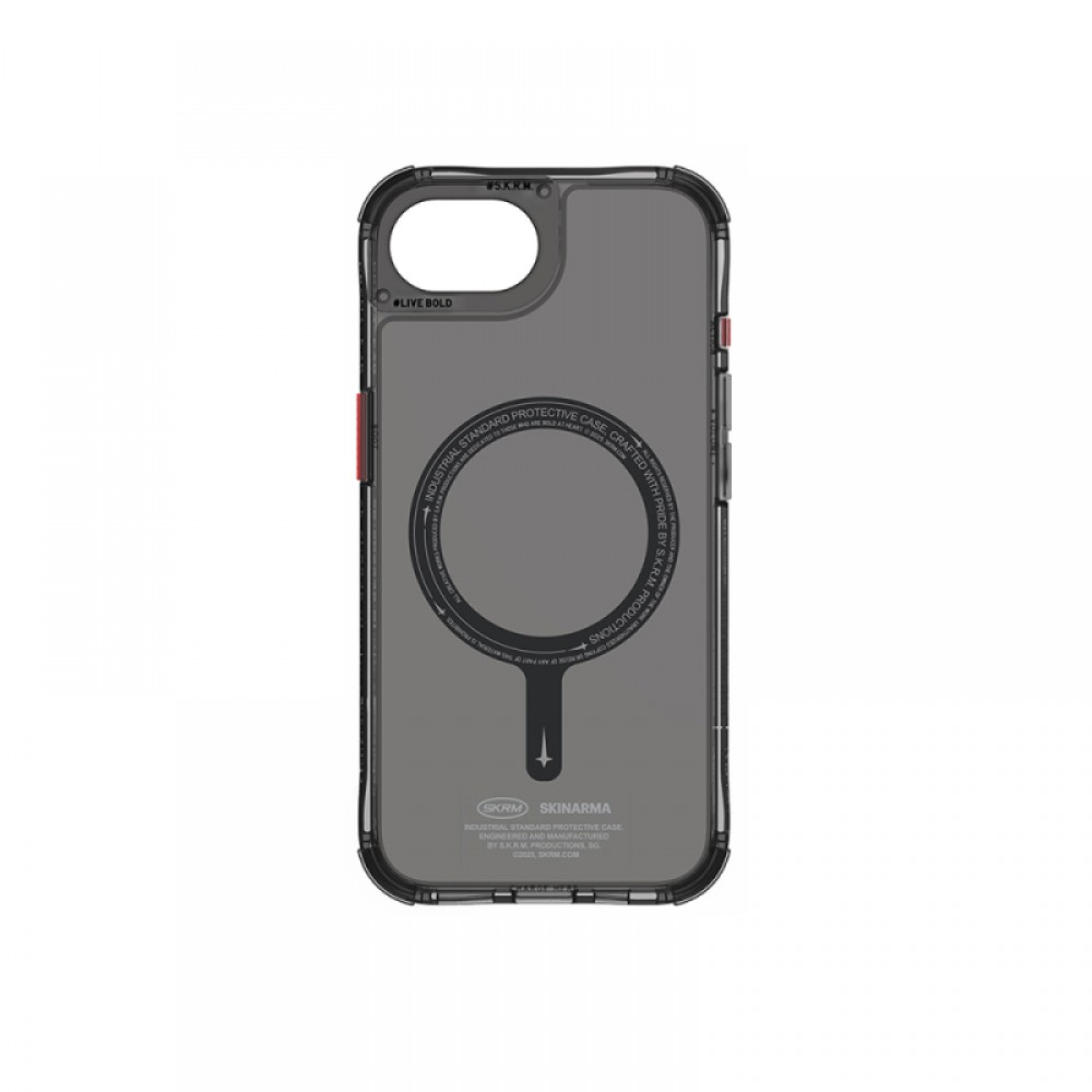 iPhone 16E Skinarma Saido MagSafe uyumlu şeffaf Airbag köşe korumalı TPU ve PC hibrid telefon kılıfı