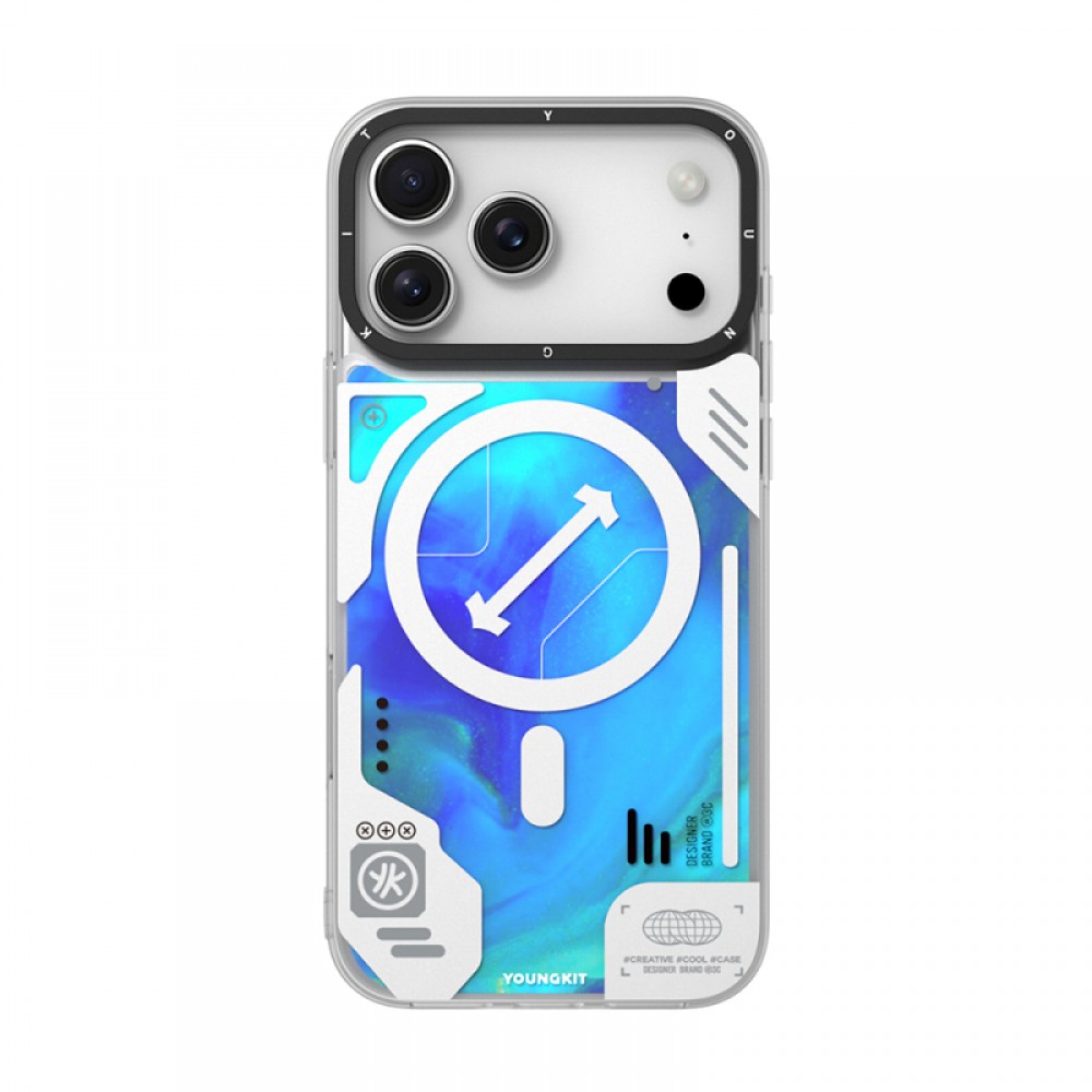 iPhone 17 Pro MagSafe uyumlu parlak kumlu sıvı tasarımlı karanlıkta parlayan Galaxy Fantasy serisi telefon kılıfı