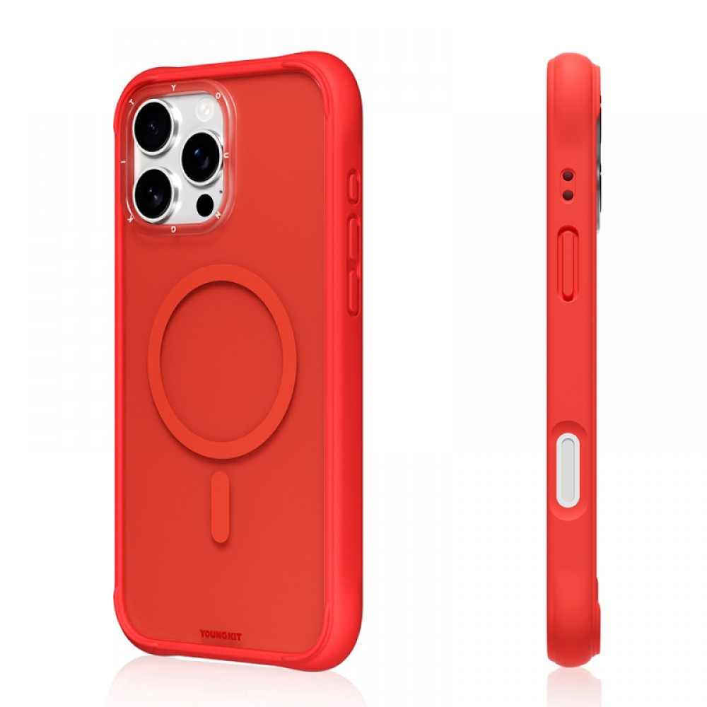 iPhone 16 Pro Youngkit Macaroon serisi MagSafe uyumlu 2 metre düşme korumalı canlı renkli silikon TPU şeffaf telefon kılıfı