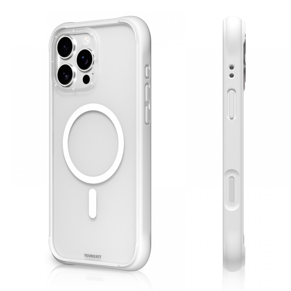 iPhone 16 Pro Youngkit Macaroon serisi MagSafe uyumlu 2 metre düşme korumalı canlı renkli silikon TPU şeffaf telefon kılıfı