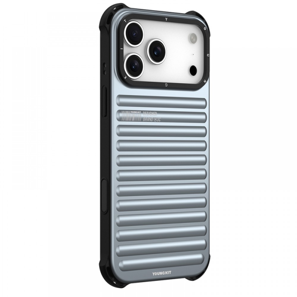iPhone 17 Pro Youngkit True Color serisi mat renkli bavul çizgili darbeye dayanıklı telefon kılıfı