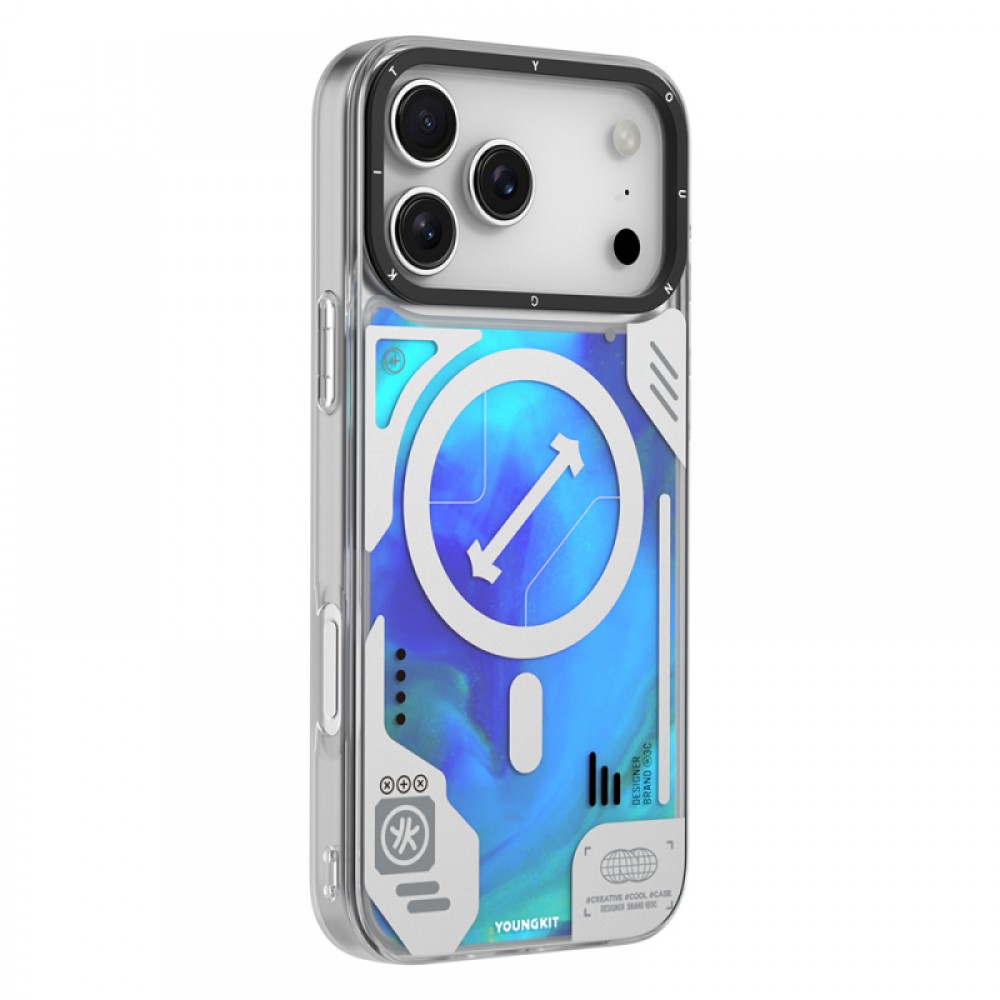 iPhone 17 Pro MagSafe uyumlu parlak kumlu sıvı tasarımlı karanlıkta parlayan Galaxy Fantasy serisi telefon kılıfı