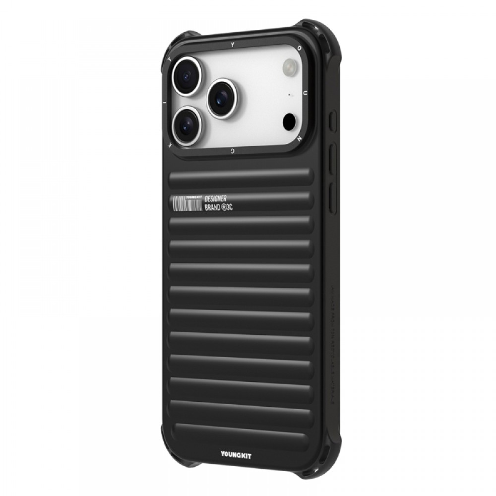 iPhone 17 Pro Youngkit True Color serisi mat renkli bavul çizgili darbeye dayanıklı telefon kılıfı
