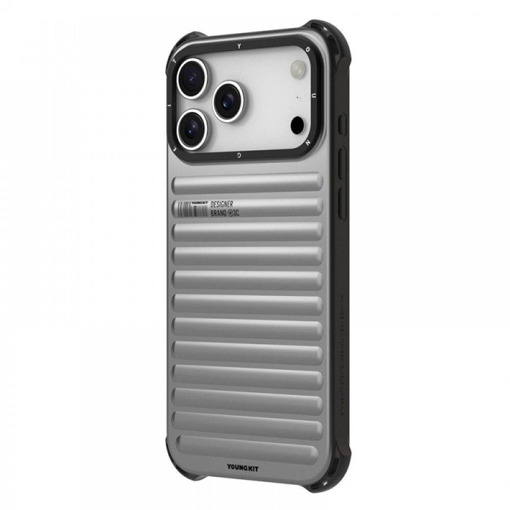 iPhone 17 Pro Youngkit True Color serisi mat renkli bavul çizgili darbeye dayanıklı telefon kılıfı