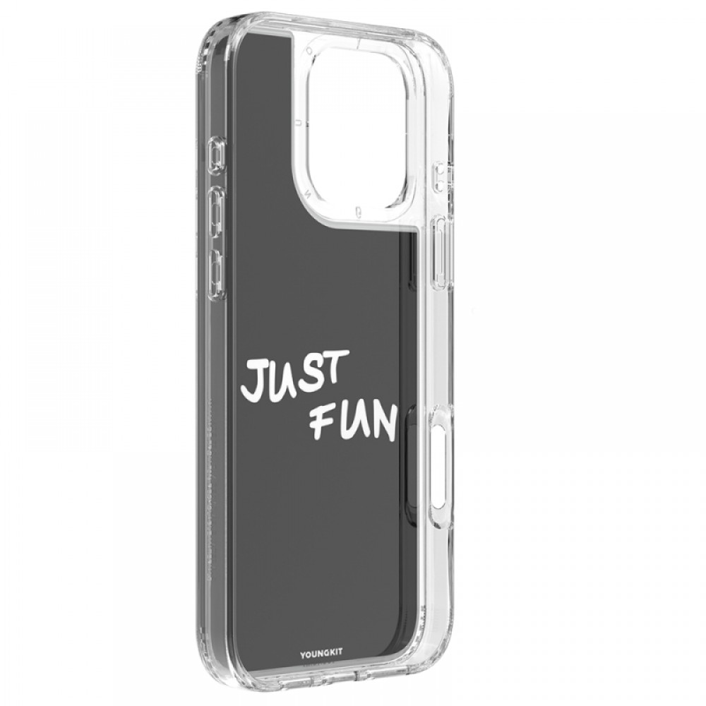 iPhone 16 Pro Max Youngkit Spirit serisi aynalı ve hareketli boncuklu tasarımlı 2 metre düşme korumalı şık telefon kılıfı