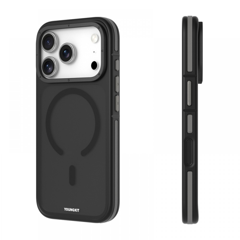 iPhone 17 Pro Youngkit Rock Sand serisi MagSafe uyumlu 2.4 metreden düşme korumalı buzlu arka yüzeyli telefon kılıfı